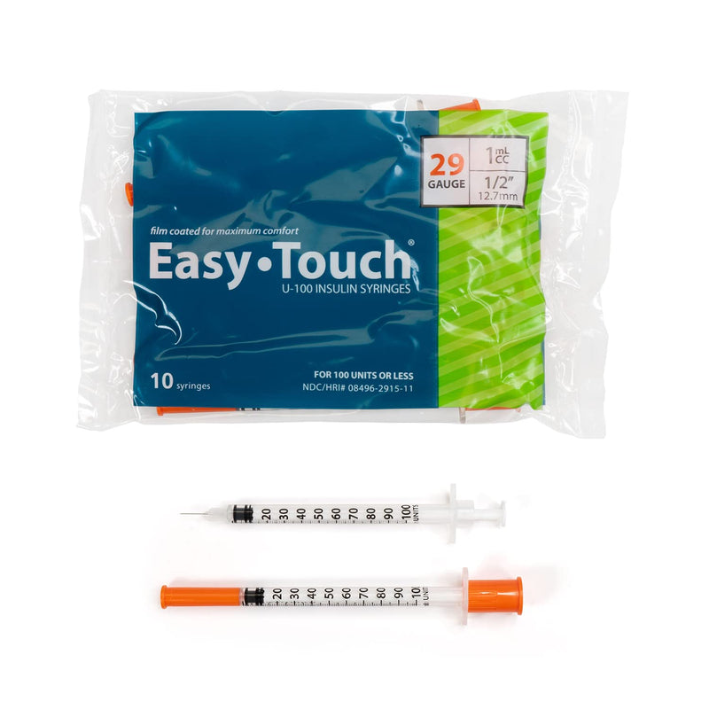 EasyTouch U-100 Insulin Syringe with Needle, 29G 1cc 1/2-Inch (12.7mm), Box of 100 - NewNest Australia