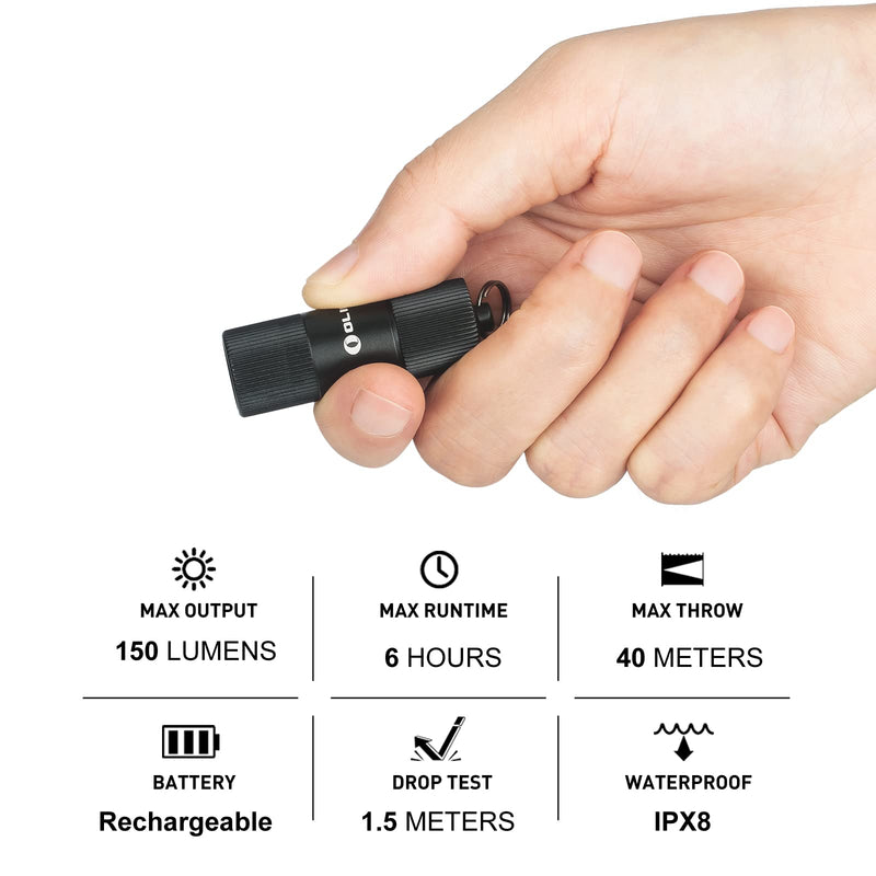 OLIGHT i1R 2 EOS 150 Lumens Tiny Rechargeable Keychain Flashlight EDC Mini LED Keyring Light with Built-in Battery for Camping Hiking Dog Walking etc Black - NewNest Australia