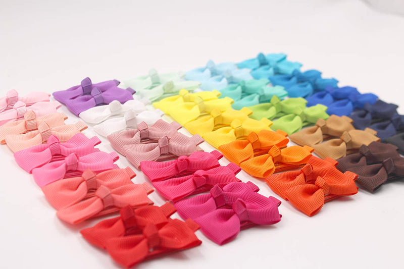 50 Pieces 25 Colors in Pairs Baby Girls Fully Lined Hair Pins Tiny 2" Hair Bows Alligator Clips for Girls Infants Toddlers Colorful Pure - NewNest Australia