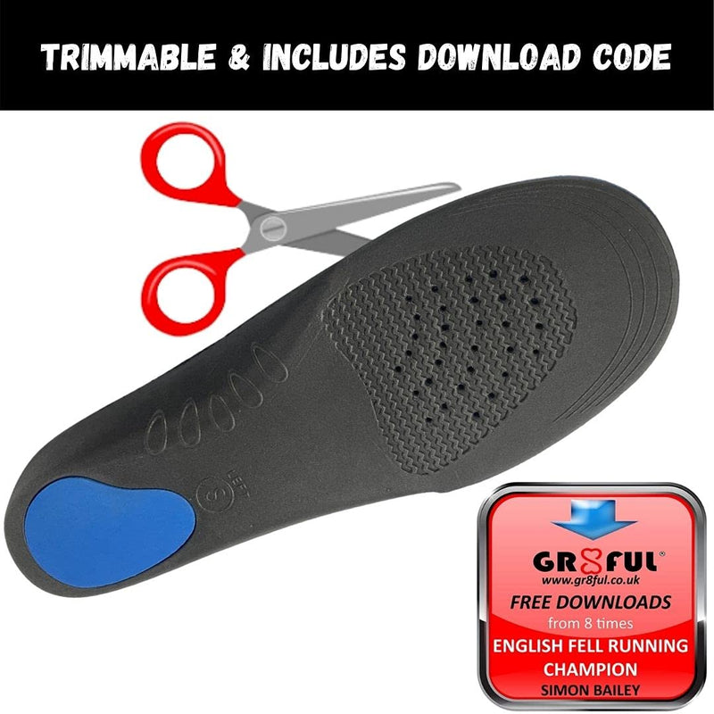 gr8ful® Orthotic Insoles for Plantar Fasciitis + Achilles Tendonitis | Men, Women, Running & Sports | Arch Support for Over Pronation & Flat Foot - Reduce Heel, Knee & Back Pain, 1 pair full length XS - NewNest Australia