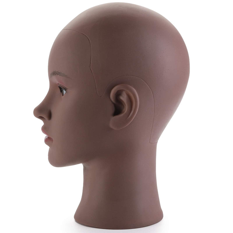 Hedume Afro American Mannequin Head with Clamp, Bald Manikin head, Black Styrofoam Mannequin Head for Wigs, Hat, Glasses Display - NewNest Australia