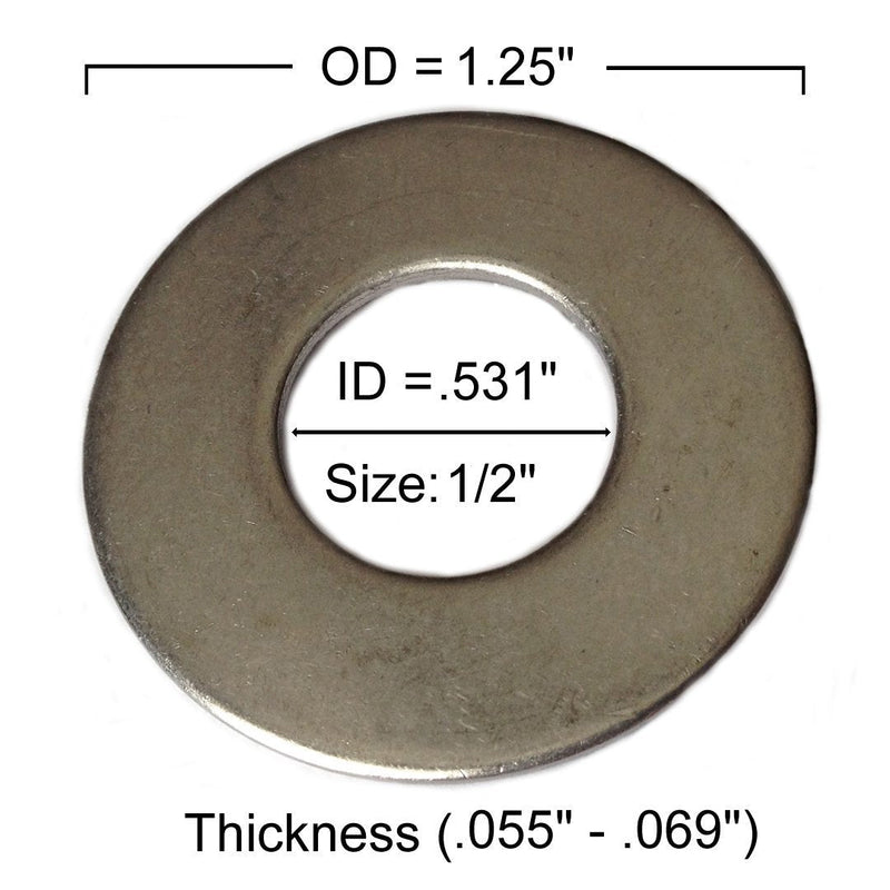 Type 316 Stainless Steel Common Flat Washers Size 1/2" (pack of 50pcs) Marine Bolt Supply 1/2" - NewNest Australia