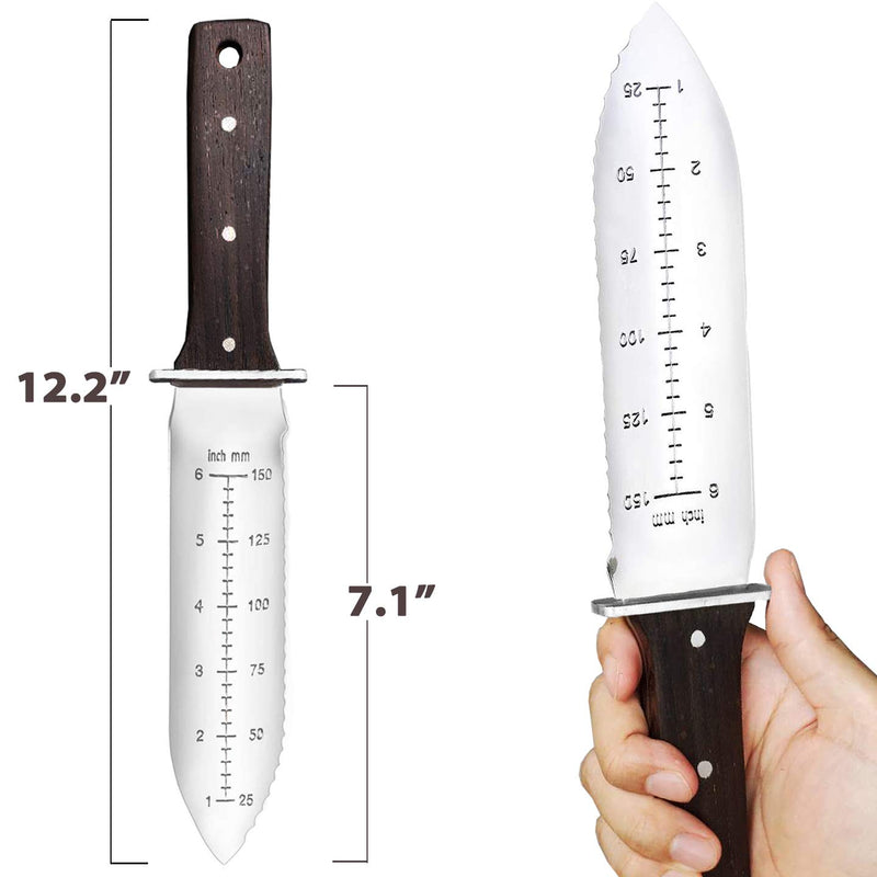 Gonicc Professional Garden Knife with Leather Sheath, Protective Handguard, High polished 440 Stainless Steel Blade, Sharpening Stone Included, for Weeding, Digging, Pruning, and Cultivating, Soil Kni - NewNest Australia