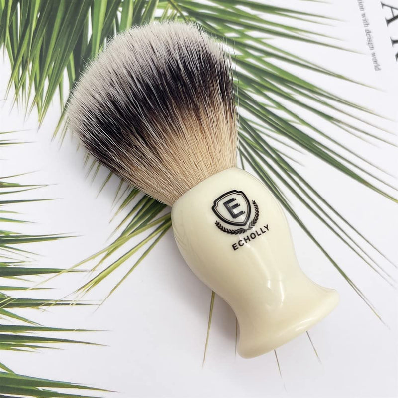 Echolly Premium Shaving Brushes for Men-Luxury Vegan Friendly Synthetic Shave Brush-Best Entry-Level Lather Brush for Men-Shaving Foam Lather Brush-Perfect Father's Day Gifts (Ivory White Handle) - NewNest Australia