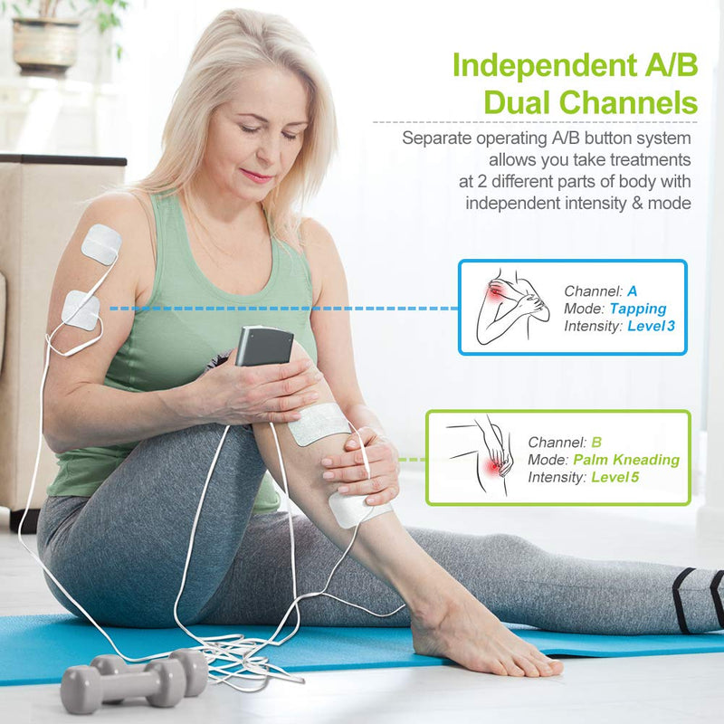AUVON Dual Channel TENS Unit Muscle Stimulator Machine with 20 Modes, 2" and 2"x4" TENS Unit Electrode Pads - NewNest Australia