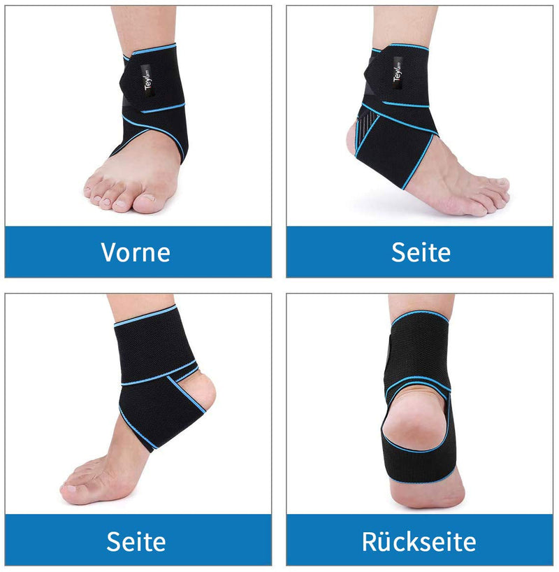 Teylam ankle bandage, adjustable ankle bandage, flexible ankle bandage, ultra thin foot bandage, running football, right and left ankle (blue). - NewNest Australia