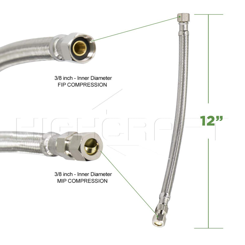 FlexCraft 27612, Delta Faucet Supply Line, Connects Faucet to Water Supply, Faucet Connector With 3/8 MIP x 3/8 In FIP, Braided Stainless Steel 12 In Single Unit 12 Inch - NewNest Australia