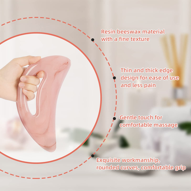 Gua Sha Massager with Handle Gua Sha Stone Facial Treatment Tool for Spa Acupuncture Therapy on Face, Back Full Body Massage (Pink) - NewNest Australia