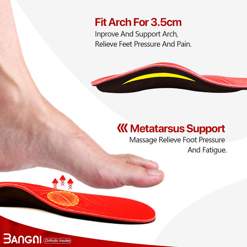 3ANGNI Orthotic High Arch Support Insoles, Function Insert For Severe Flat Feet,Feet Pain, Foot Valgus, Plantar Fasciitis,Man Woman Shoes Sneaker Boots UK-9-280MM Orthotic With Metatarsal - NewNest Australia