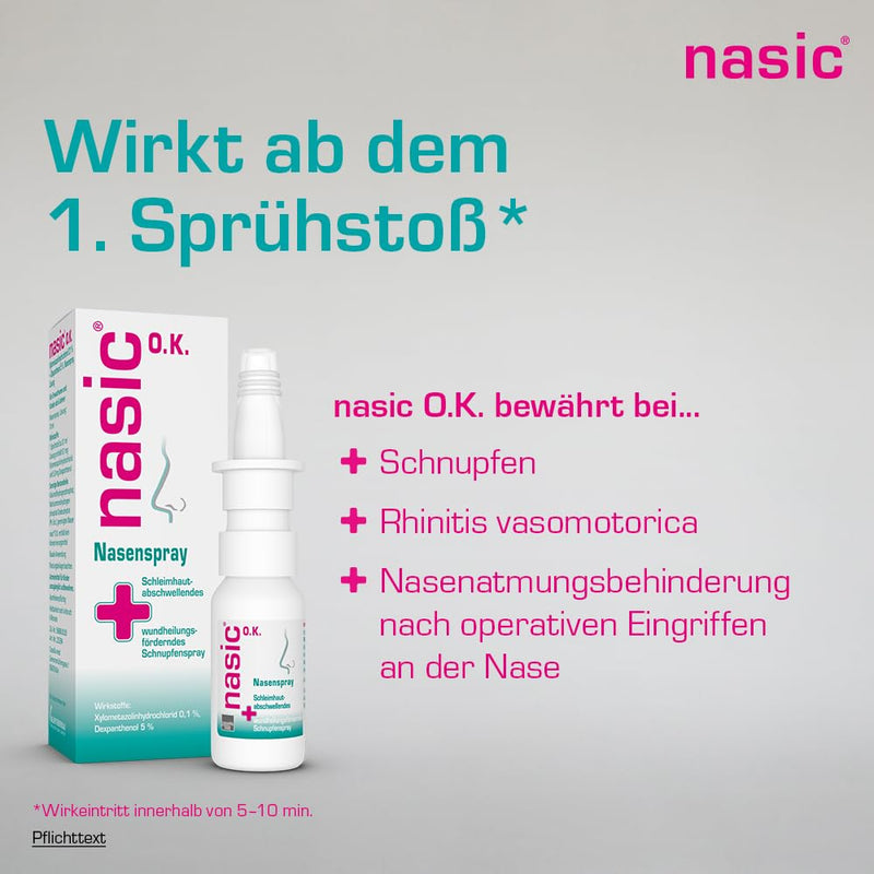 nasic OK nasal spray with the active plus | Decongestant cold spray without preservatives for adults & school children | With xylometazoline & dexpanthenol | Economy set with 2 x 10 ml - NewNest Australia
