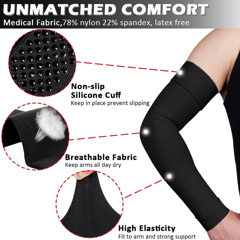 Ailaka Medical Compression Lympedema Women Men Compression Arm 20-30 Mmhg Compression Sleeves With Polka Dot Silicone Band Arm Support For Varicose Veins, Lymphedema, Arthritis, Tennis Elbow - NewNest Australia