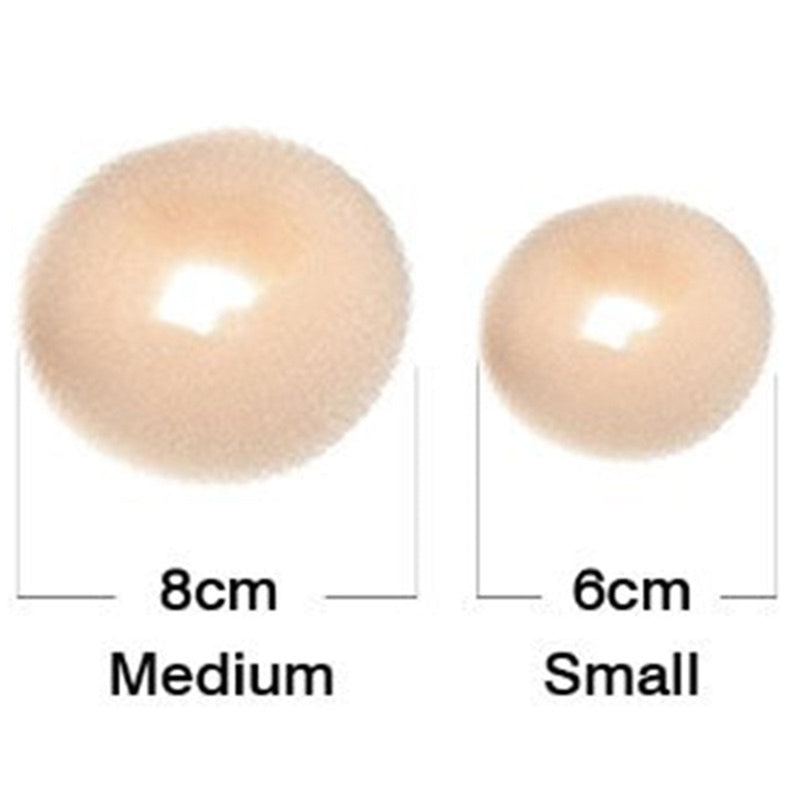 CareforYou® Children Kids Girls Ballet Dance Hair Bun Donut Ring Shaper Hair Styler Maker Doughnut Former Sponge PACK OF 2 SIZES Small & Medium (Beige) Beige - NewNest Australia