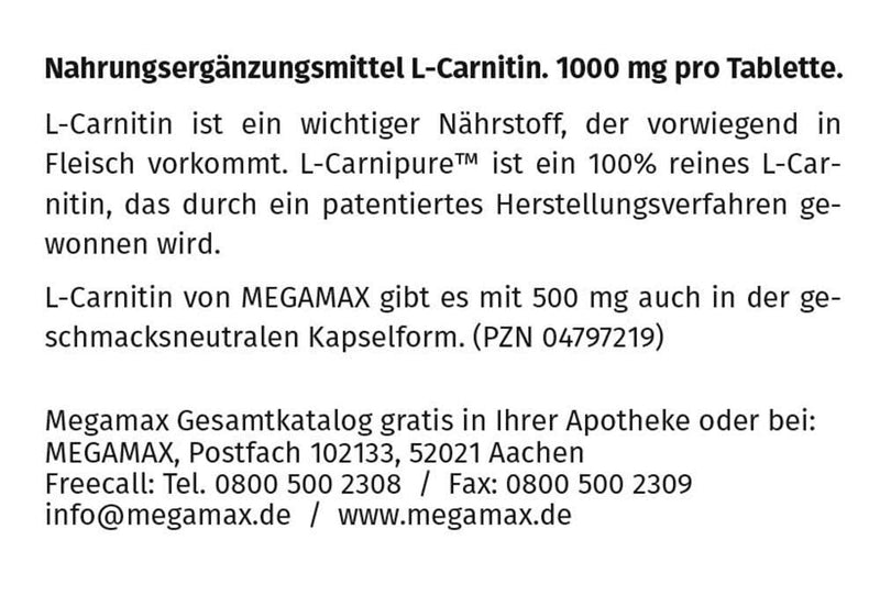 Megamax L Carnitine 1000 mg Tablets Pack of 60 - NewNest Australia