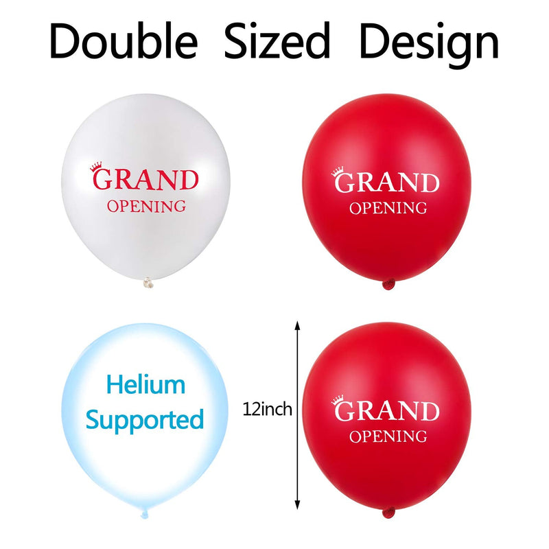 60 Pieces Grand Opening Balloons 12 Inch Double Side Celebrate Business Latex Balloons with 3 Pieces White Balloon Ribbons for Ceremony Decoration (White, Red) - NewNest Australia