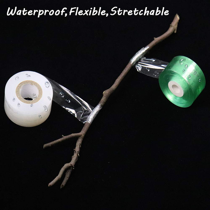 Grafting Tape 2 PCS,HAINANSTRY Stretchable Garden Grafting Tape Plants Repair Tapes for Floral Fruit Tree and Poly Budding Tape - Green & White - NewNest Australia