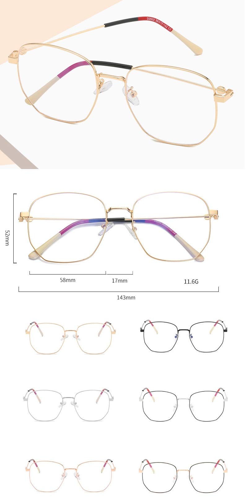 Dauco Blue Light Filter Glasses, Rectangular Glasses With Blue Light Filter, Anti-Blue Light Glasses, Computer Glasses, Pc Gaming Bluelight Filter, Blue Light Blocking Glasses - NewNest Australia
