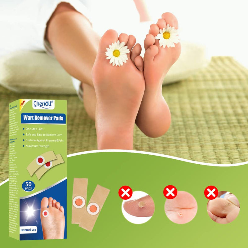 Wart Remover, Wart Remover Pads, 50pcsWart Treatment, Wart Remover for Hands, Feet, Feet Callus Remove, Verruca and Wart, Relief Pain Removal Warts Plaster, Soften Skin Cutting Sticker Toe Protector - NewNest Australia