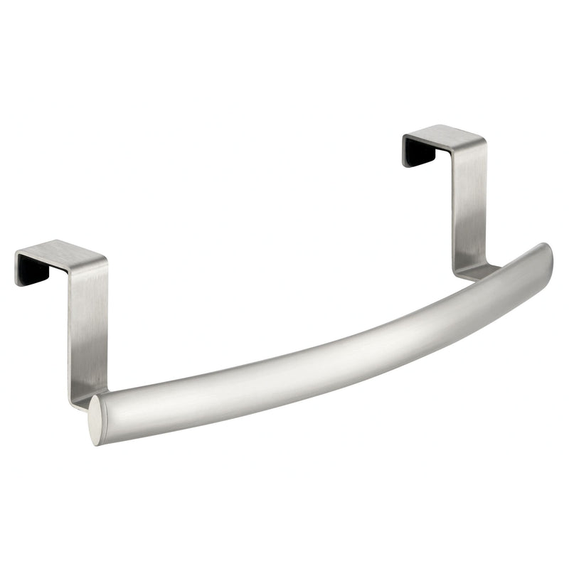 NewNest Australia - iDesign Axis Curved Over-the-Cabinet Kitchen Bar Holder for Dish and Hand Towels, Pot Holders, 9.75" x 2.75" x 2.5" - Brushed Stainless Steel Silver 