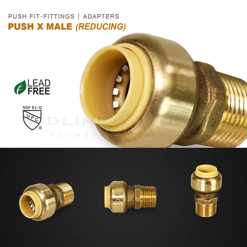 Everflow Supplies Pushlock UPMC134 1 Inch x 3/4 Inch Long Push X Male Adapter Push-Fit Fittings, Made with Lead Free DZR Forged Brass, Connect PEX, CPVC & Copper, Pre-Lubricated Quick Installation 1" X 3/4" - NewNest Australia
