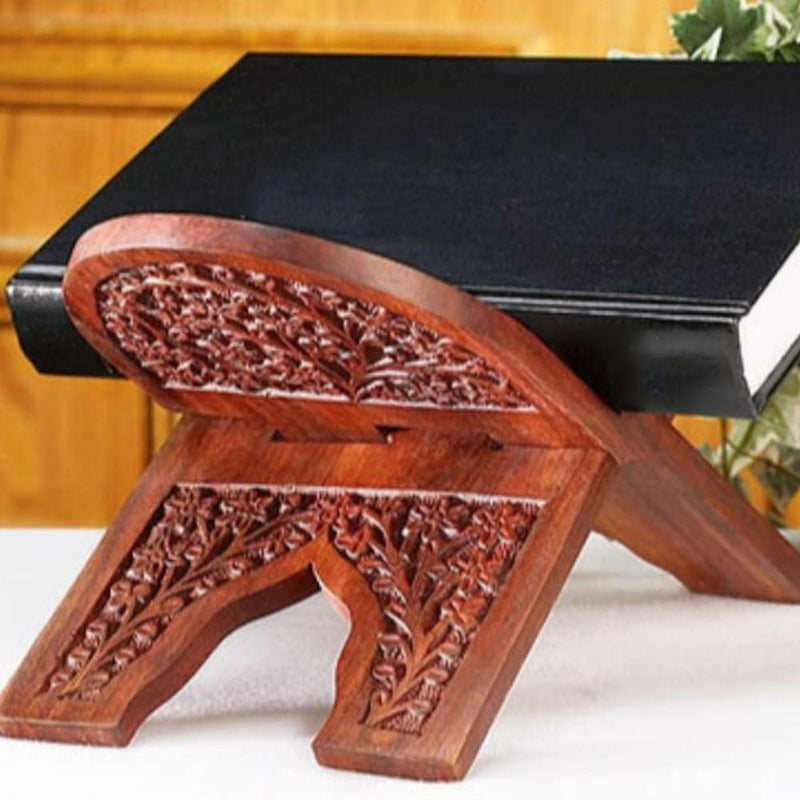 NewNest Australia - Christian Brands Catholic Carved Rosewood 10 Inch Collapsible Bible Display Stand 