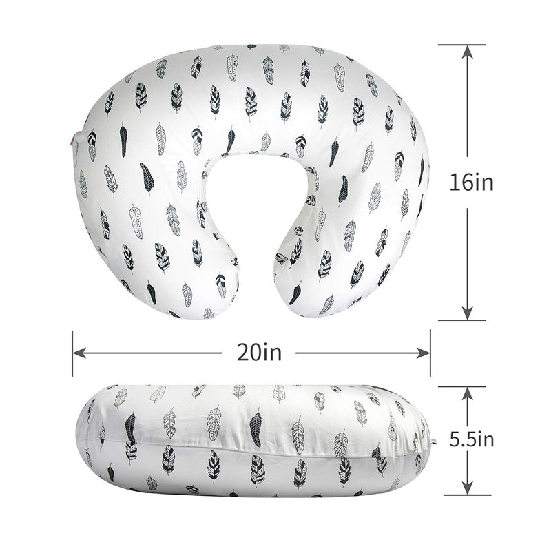 ALVABABY Nursing Pillow Cover Slipcover,100% Organic Cotton ,Soft and Comfortable,Feathers Design,Maternity Breastfeeding Newborn Infant Feeding Cushion Cover, ZT01 01feather - NewNest Australia
