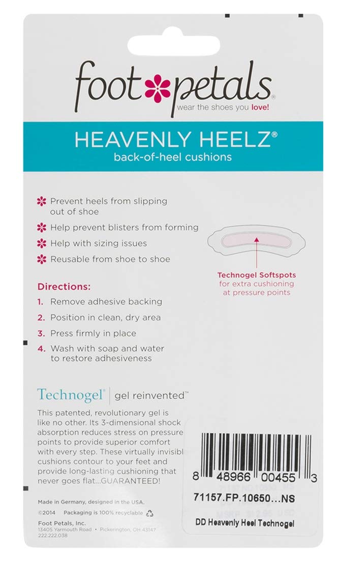 FOOT PETALS Heavenly Heelz Technogel Soft Dot Heel Pad Grips 1 Pair Pink/Clear, Clear and Pink, One Size - NewNest Australia