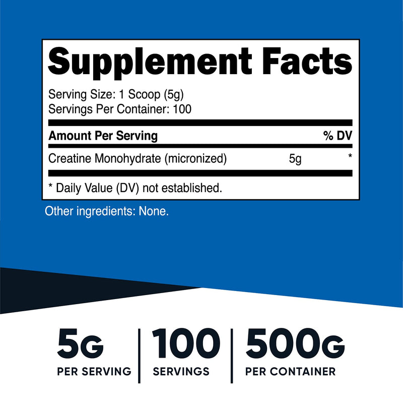 Nutricost Creatine Monohydrate Micronized Powder 500G, 5000mg Per Serv - Pure Micronized Creatine Monohydrate 1.1 Pound (Pack of 1) - NewNest Australia