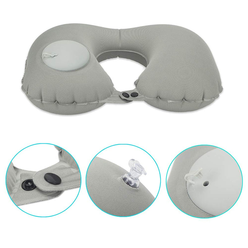 Inflatable Travel Pillow, 2019 New Pressing U-shaped Neck Pillow, Portable Sleeping Pillow for Airplane, Train, Car, Office (Gray) - NewNest Australia