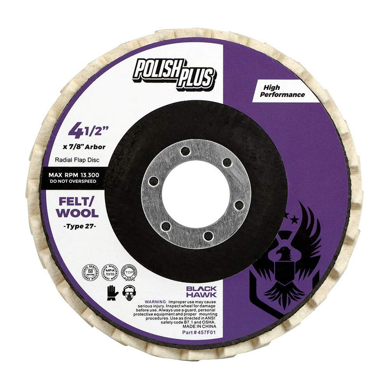 BHA Polish Plus Felt Flap Disc for Polishing and Buffing, 4.5" x 7/8" - 5 Pack - NewNest Australia