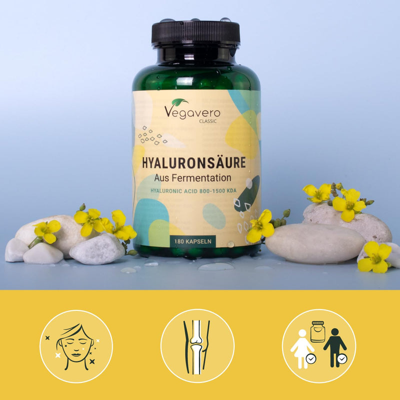 HYALURONIC ACID capsules Vegavero® | High dose - 600 mg | 180 capsules for 6 months | 800-1500 kDa high molecular weight | Without additives & vegan 180 pieces (pack of 1) - NewNest Australia