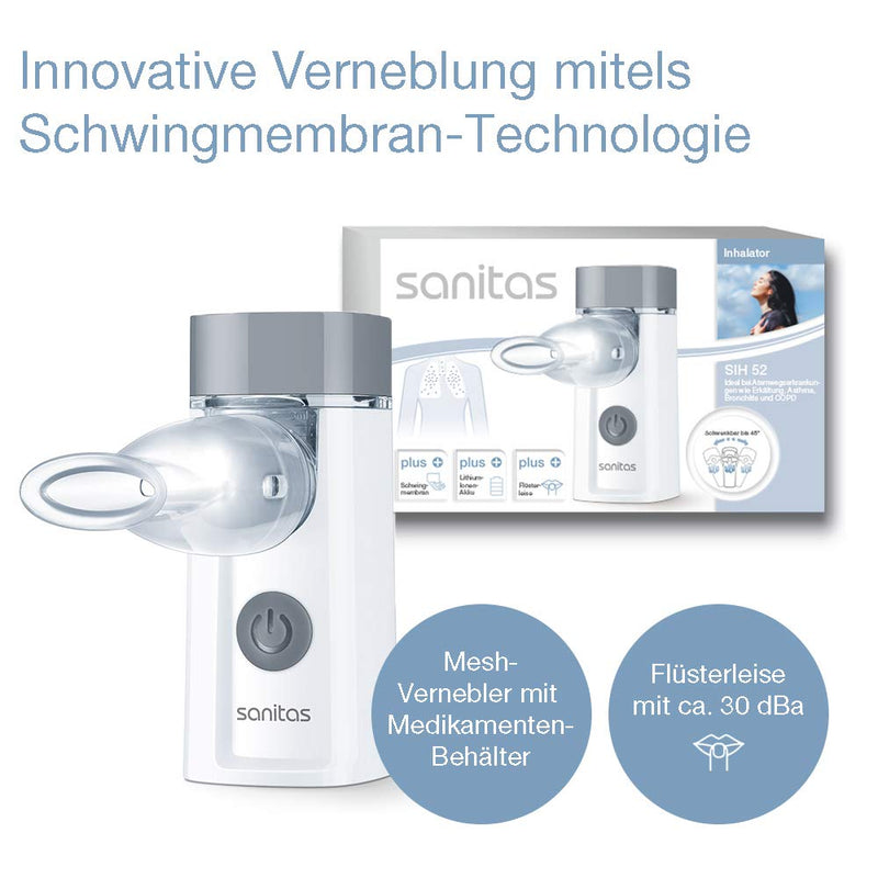 Sanitas Sih 52 Inhaler With Vibrating Membrane Technology For Treating Respiratory Disorders Such As Colds And Asthma, Portable And Quiet, Suitable For Adults And Children - NewNest Australia