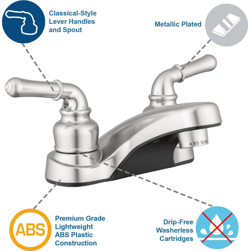 Pacific Bay Lynden Bathroom Faucet - Metallic Plating Over ABS Plastic (Brushed Satin Nickel) Brushed Satin Nickel - NewNest Australia