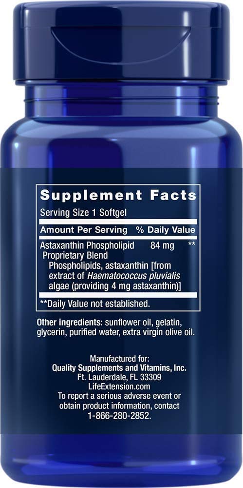 Life Extension Astaxanthin with Phospholipids 4 mg, Clear, 30 Count 30 Count (Pack of 1) Standard Packaging - NewNest Australia