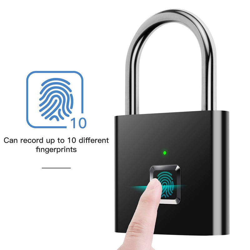 Fingerprint Padlock,AICase Ultra Light One Touch Open Fingerprint Lock with USB Charging for Gym, Sports, School Employee Locker,Fence, Suitcase,Bike No App, No Bluetooth，No Trouble - NewNest Australia