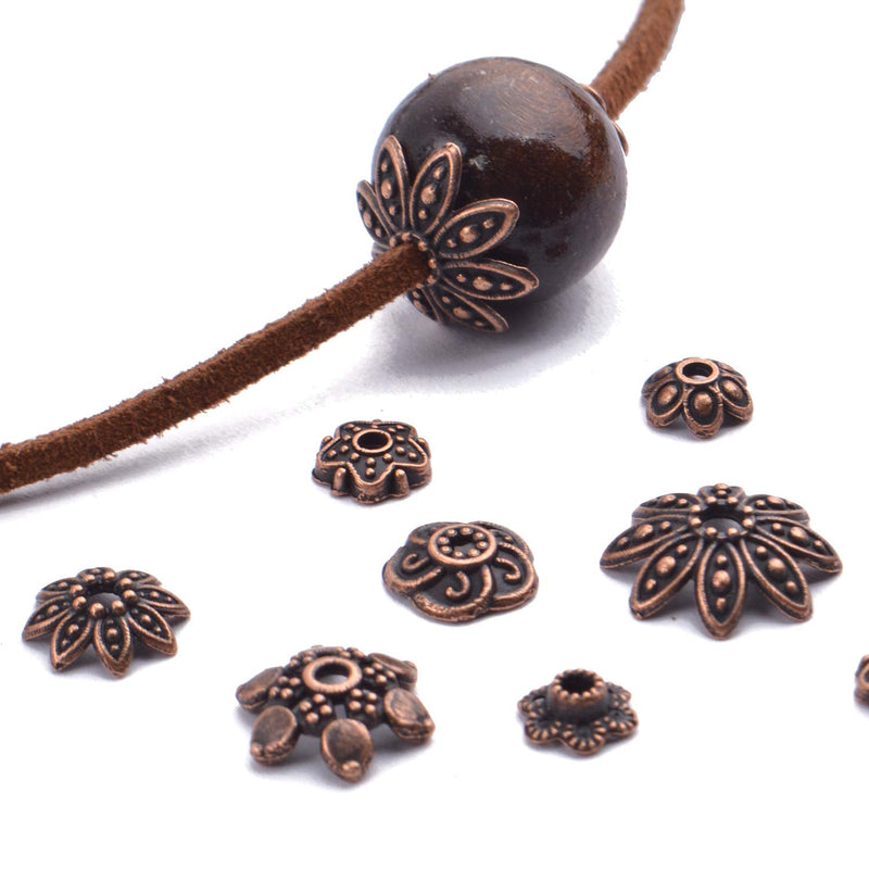 BronaGrand 100 Gram(About 180-350pcs) Bead Caps Metal Spacers Jewelry Findings Accessories for Bracelet Necklace Jewelry Making,Antique Copper Antique Copper - NewNest Australia