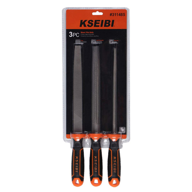 KSEIBI 311485 High Carbon Steel Metal File W Rubber Soft Handle Quality 3Pcs Steel File Set - NewNest Australia