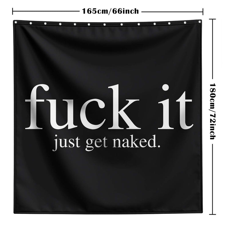 VANCAR Fuck It Shower Curtain,Just Get Naked Funny Waterproof Fabric Shower Curtain for Bathroom Decoration,Bath Room Shower Curtain Set for Men Women,Black and White Extra Long 66 x 72 inch - NewNest Australia