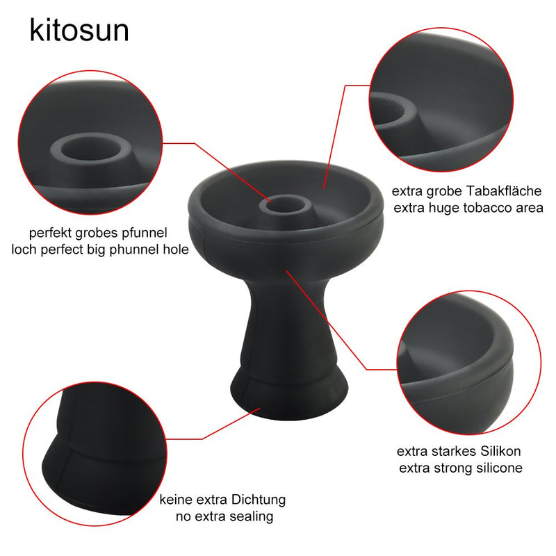 Hookah Bowl Set Kitosun Silicone Tobacco Bowl with Screen Chimney Heat Management System Charcoal Coal Holder for Smoking Shisha Hookah Accessories Easy Replace Charcoal Fast Cleaning Single Hole with HMD - NewNest Australia