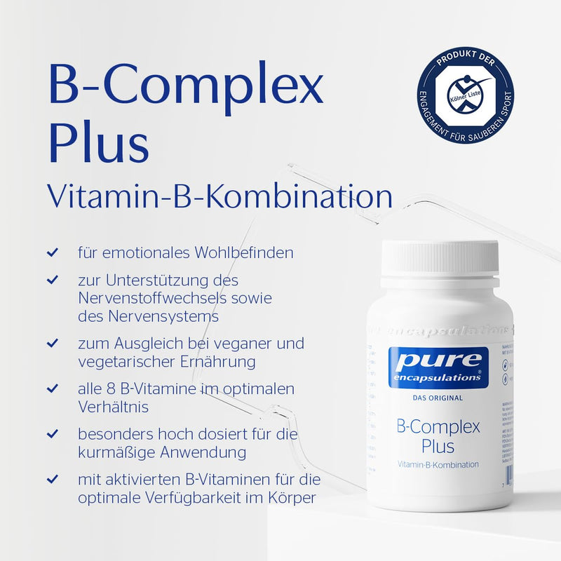 Pure Encapsulations - B-Complex Plus - Activated B vitamins with metafolin for improved absorption - 60 vegan capsules 60 pieces (pack of 1) - NewNest Australia