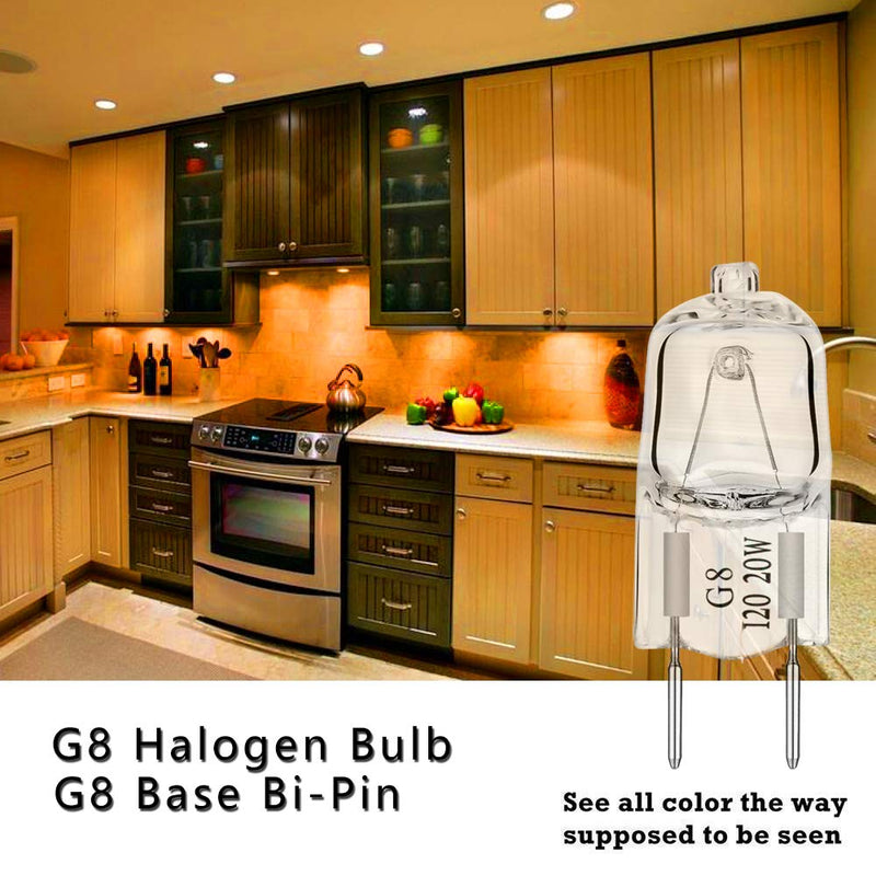 AHEVO G8 Light Bulbs 20Watt 120Volt Dimmable Halogen Light Bulb G8 Base Bi-Pin Shorter 20W T4 JCD Warm White Under Cabinet Puck Lighting Replacements,10Pack 20.0 - NewNest Australia