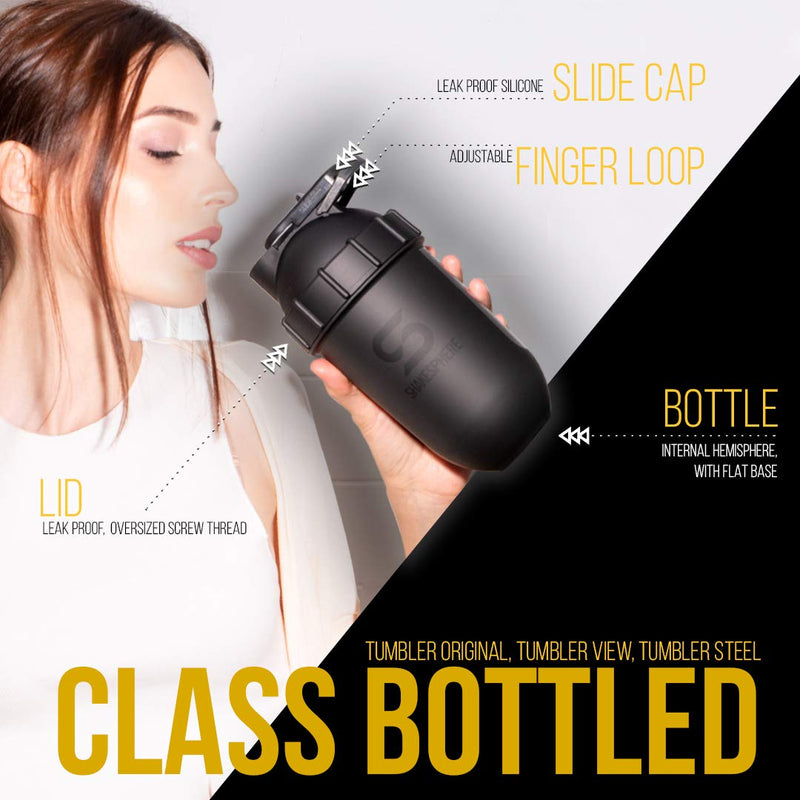 NewNest Australia - ShakeSphere Tumbler: Protein Shaker Bottle, 24oz ● Capsule Shape Mixing ● Easy Clean Up ● No Blending Ball or Whisk Needed ● BPA Free ● Mix & Drink Shakes, Smoothies, More (Frosted Black) Frosted Black 