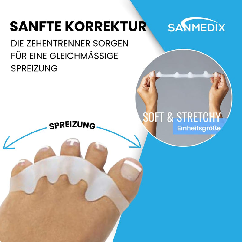 Sanmedix toe separators for all toes - 3 pairs / 6 pieces. Silicone toe separators for men and women - toe extension correction set against hallux valgus, bunions, hammer toes - NewNest Australia