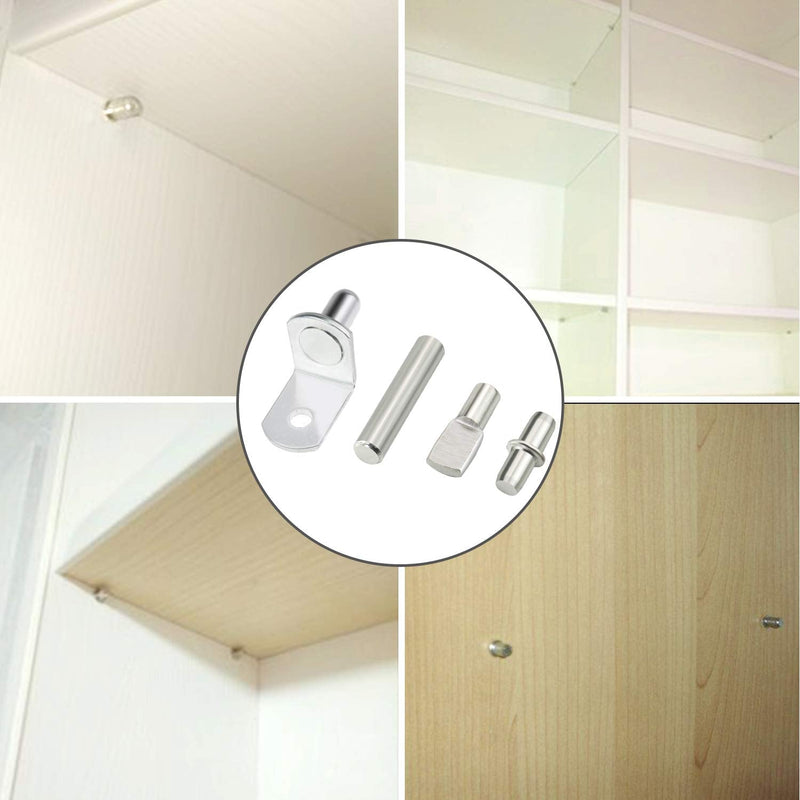 Sutemribor 128PCS Nickel Plated Shelf Bracket Pegs Cabinet Furniture Shelf Pins Support, 4 Styles - NewNest Australia