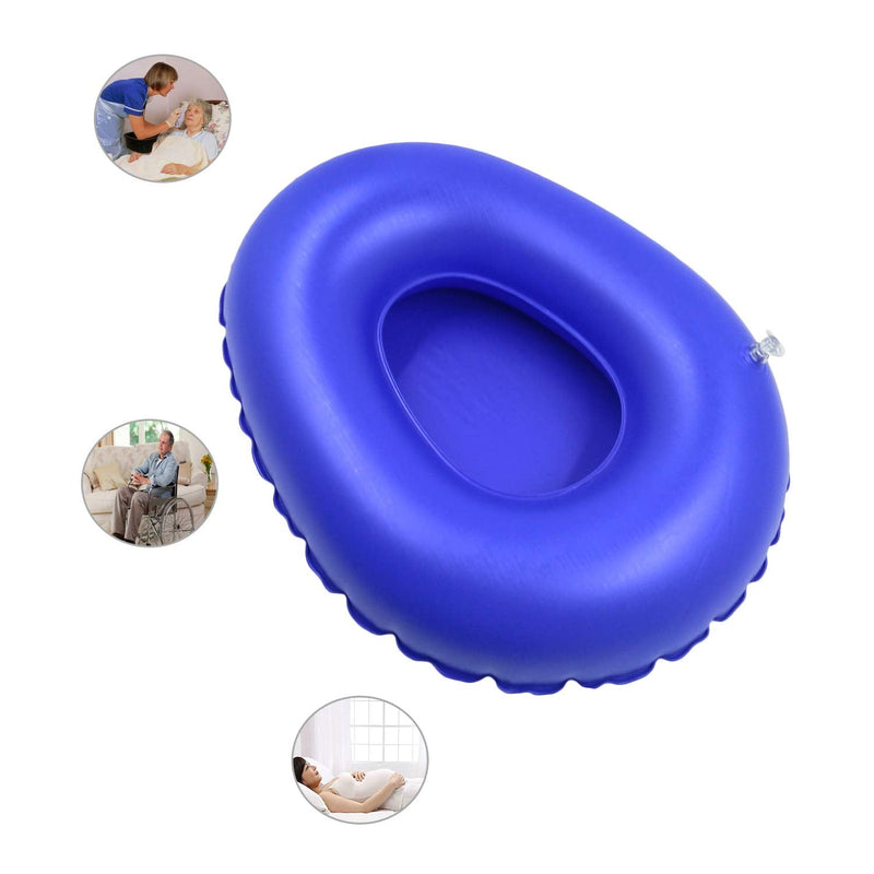 Blue Portable Air Bedpan, Inflatable Cushions Potty for Home Hospital Elderly Bedridden, Washable Air Inflation Bed Pans for Females, Inflatable Stool Toilet Nursing Toilet - NewNest Australia