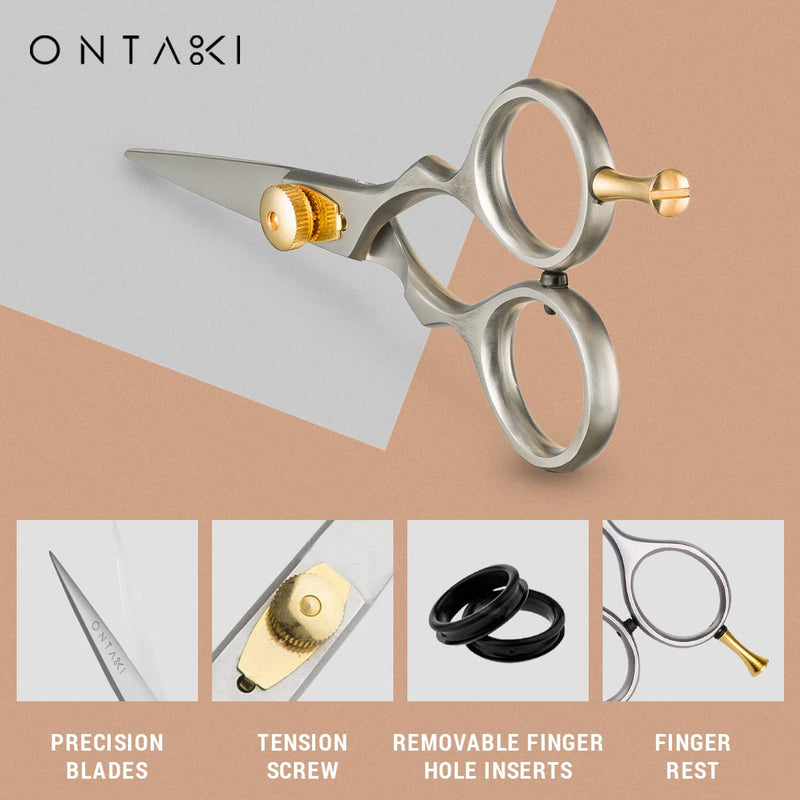 ONTAKI Premium hand-forged mustache scissors hairdressing salon Japanese scissors steel beard mustache hair scissors pony haircuts beard scissors for men hair cutting scissors 14 cm rest hook silver silver 5.5 inches - NewNest Australia