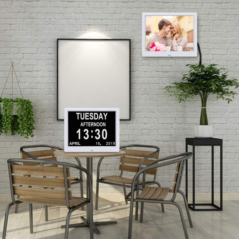 NewNest Australia - [IPS Display] 9 inch Digital Calendar Day Clock Non-Abbreviated Day & Month Auto-Dimming Dementia Alzheimers Vision Impaired Memory Loss Wall Desk/Shelf Electronic Clocks for Senior Elderly 9" White 