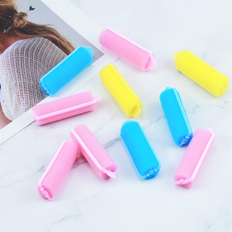 36 Pieces Foam Sponge Hair Rollers, Soft Curlers for Short Hair, Mini Roll Curl Artifact, Hair Styling Curlers for Women and Girls DIY Hairdressing, 20mm (Pink, Yellow, Blue) 36pcs 2cm - NewNest Australia