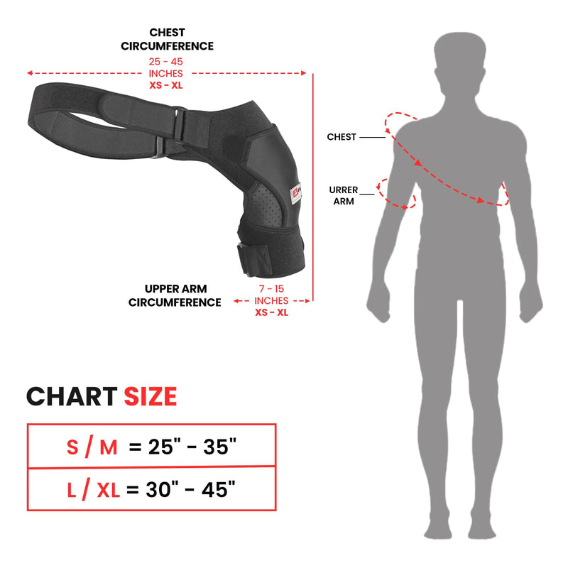 JUTT Adjustable Shoulder Support Brace - For Men Women Rotator Cuff for Dislocated Joints, Frozen Arm and Muscle Pain Relief, Fits Both Right or Left (Large) Large - NewNest Australia