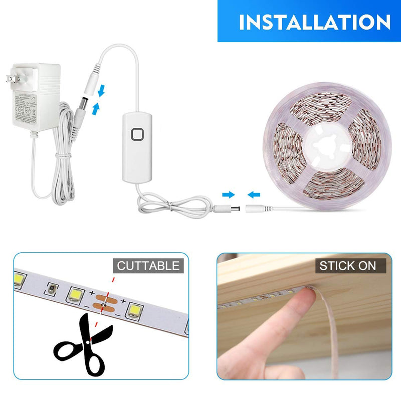 MYPLUS Under Cabinet Led Lighting, 16.4ft LED Strip Lights Kit with Dimmer Control for Kitchen, Cabinet, Shelf, Counter, Bedroom and Décor, Warm White 3000K, 1050LM Warm White/3000k 16.4FT/5M - NewNest Australia