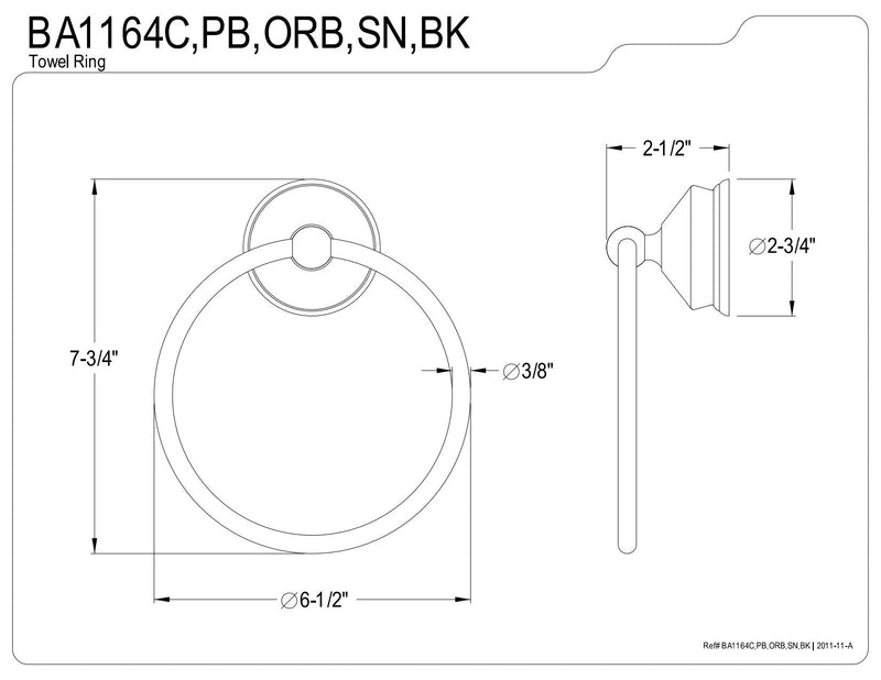 Kingston Brass BA1164PB Vintage 6-Inch Towel Ring, Polished Brass - NewNest Australia